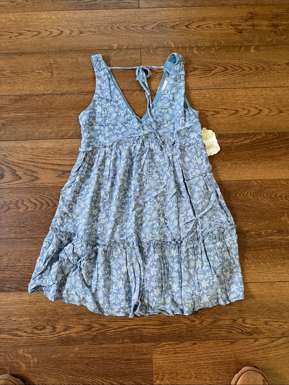 Altar'd State Blue Floral Tiered Mini Dress